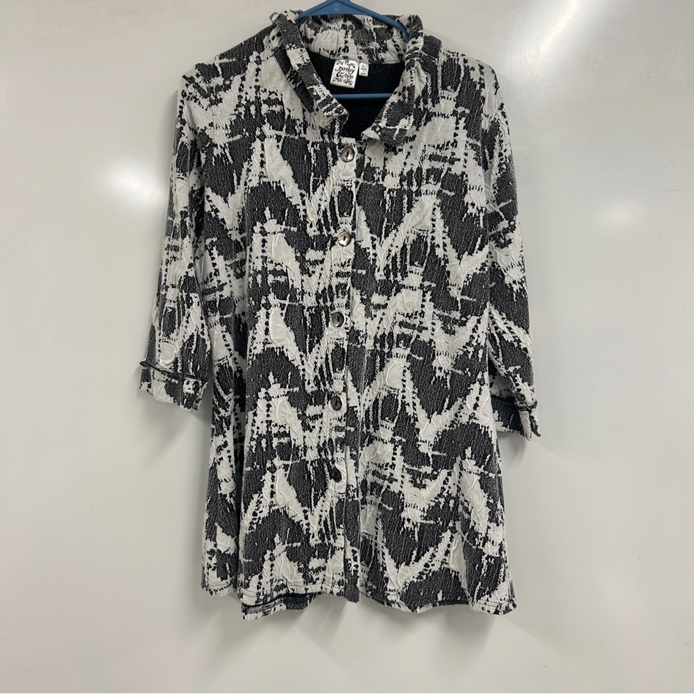 0290 Parsley & Sage‎ Black White Abstract Print Tunic Top | Artsy Lagenlook Chic